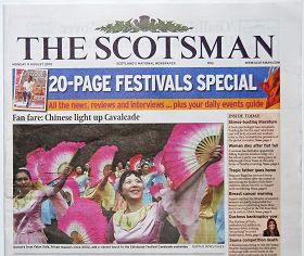 《苏格兰人报》刊登了法轮功团队的大幅照片